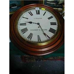 MAHOGANY CASED WALL CLOCK - FUSEE MOVEMENT-...