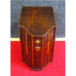 19th C Mahogany Inlaid Knife Box