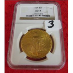 1927 $20 Gold Piece MS63