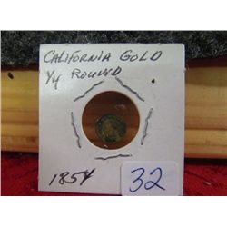1854 California Gold 1/4 Round Coin