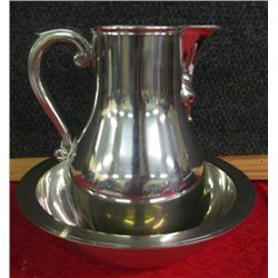 Williamsburg Pewter Water Pitcher and Bowl