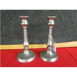 Pair of 1700's Pewter Push up Candle holders