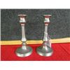 Image 1 : Pair of 1700's Pewter Push up Candle holders