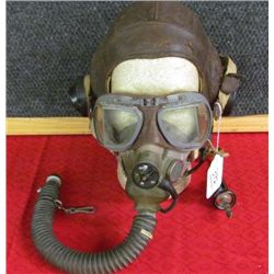 WWI Flight Helmet with goggles and air mask