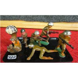 Six Antique Die Cast Toy Soldiers