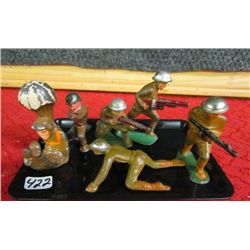 Six Antique Die Cast Toy Soldiers