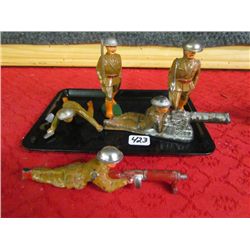 Five Antique Die Cast Toy Soldiers