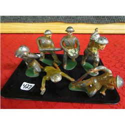 Six Antique Die Cast Toy Soldiers