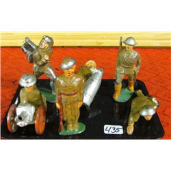 Six Antique Die Cast Toy Soldiers