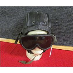 WWII Flight Helmet with Goggles