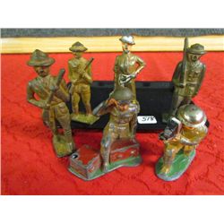 6 Antique Die Cast Toy  Soldiers