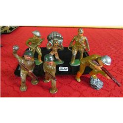 6 Antique Die Cast Toy  Soldiers