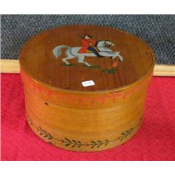 Round Wooden Box with handpainted Soldier