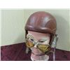 Image 1 : WWI Brown Leather Helmet and Goggles