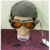 Image 1 : Cloth WWI Flight Helmet with Goggles and Radio Attachment