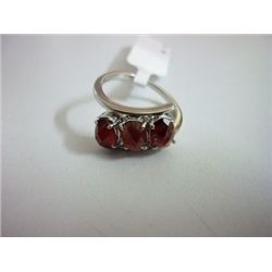 NATURAL 17.75 CTW GARNET RING .925 STERLING SILVER