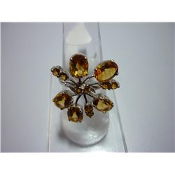 30.00 CTW CITRINE RING .925 STERLING SILVER