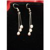 Image 1 : NATURAL 7.00 CTW 3-TEARDROPS PEACH PEARL DANGLING EARRI