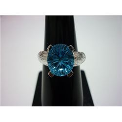 NATURAL 24.00 CTW  BLUE TOPAZ RING .925 STERLING SILVER