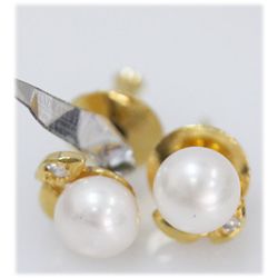 NATURAL 11.30 CTW PEARL EARRING .925 STERLING SILVER WI