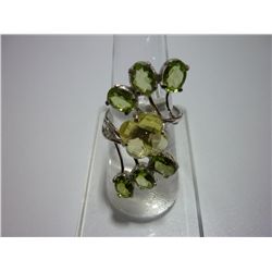 26.75 CTW PERIDOT AND LEMON TOPAZ RING .925 STERLING SI