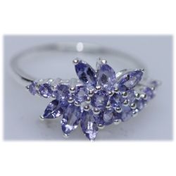 13.80 CTW TANZANITE RING .925 STERLING SILVER