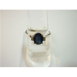 NATURAL 9.50 CTW SAPPHIRE AND DIAMOND RING .925 STERLIN