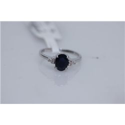10.72 CTW SAPPHIRE AND DIAMOND RING .925 STERLING SILVE