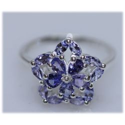 13.26 CTW TANZANITE RING .925 STERLING SILVER