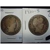 Image 1 : 1910 & 10-S BARBER HALF DOLLARS