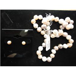 GENUINE FRESHWATER PEARL NECKLACE & EARRINGS