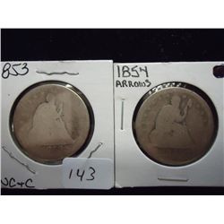 1853 & 54 SEATED LIBERTY QUARTERS