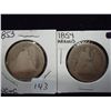 Image 1 : 1853 & 54 SEATED LIBERTY QUARTERS