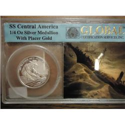 SS CENTRAL AMERICA 1/4 OZ SILVER MEDALLION WITH