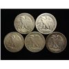 Image 2 : 5 ASSORTED WALKING LIBERTY HALF DOLLARS