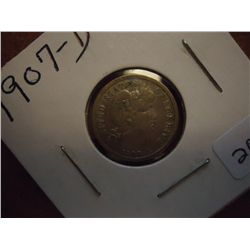 1907-D BARBER DIME (FINE+)