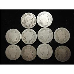 10 ASSORTED BARBER DIMES