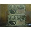 Image 1 : 2 WELL USED 25 CENT US FRACTIONAL CURRENCIES