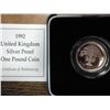 Image 1 : 1992 UNITED KINGDOM SILVER PROOF 1 POUND COIN