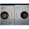 Image 1 : 1852 & 53 CALIFORNIA GOLD TOKENS (FANTASY PIECES)