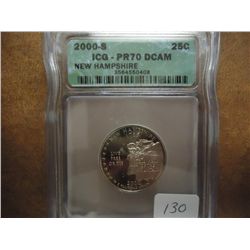 2000-S NEW HAMPSHIRE QUARTER ICG PR70 DCAM