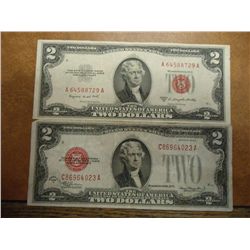 1928-D & 53-B $2 US NOTES RED SEALS