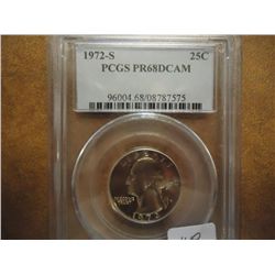 1972-S WASHINGTON QUARTER PCGS PR68 DCAM