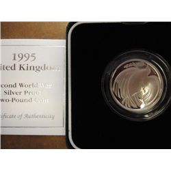 1995 UNITED KINGDOM WWII SILVER PF 2 POUND COIN