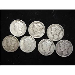 7 ASSORTED1930'S MERCURY DIMES