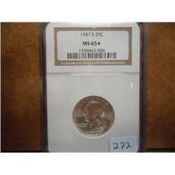 1947-S WASHINGTON QUARTER NGC MS65 STAR