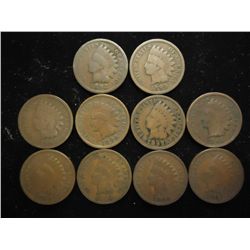 10 ASSORTED 1890'S INDIAN HEAD CENTS