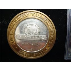 STOCKMENS CASINO $10 SILVER TOKEN (UNC)