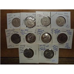 10 ASSORTED MINOR ERROR WASHINGTON QUARTERS