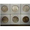 Image 2 : 6 ASSORTED 1964 90% SILVER KENNEDY HALF DOLLARS